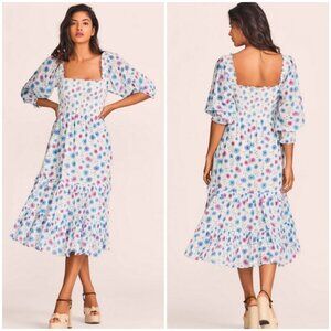 💕LOVESHACKFANCY💕 Miri Midi Dress ~ Deep Cotton Candy 1000% Cotton Size P NWT